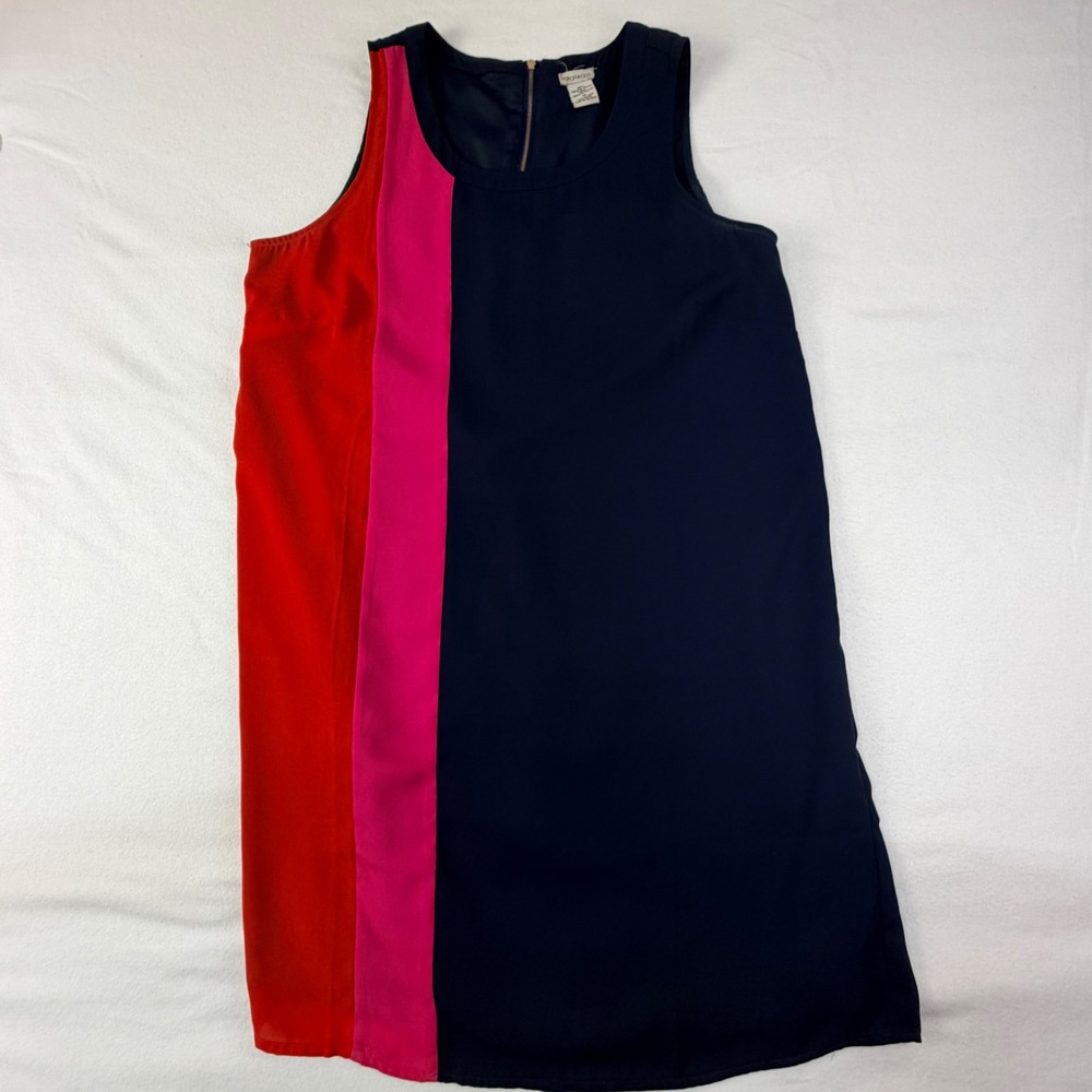 Paraphrase Womens Shift Dress 10 Navy Pink Red Colorblock Sleeveless Zip Back